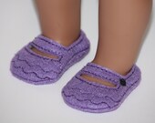 Ruffle Design on Purple Felt  Mary Janes Doll Shoes fit 18" Dolls