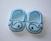 18" Doll Shoes Whales on Blue Felt  SlipOn Doll Shoes fit 18 Inch Dolls