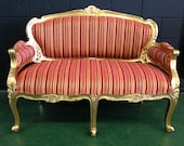 24K Gold Red & Orange Pinsripe Sofa Lounger