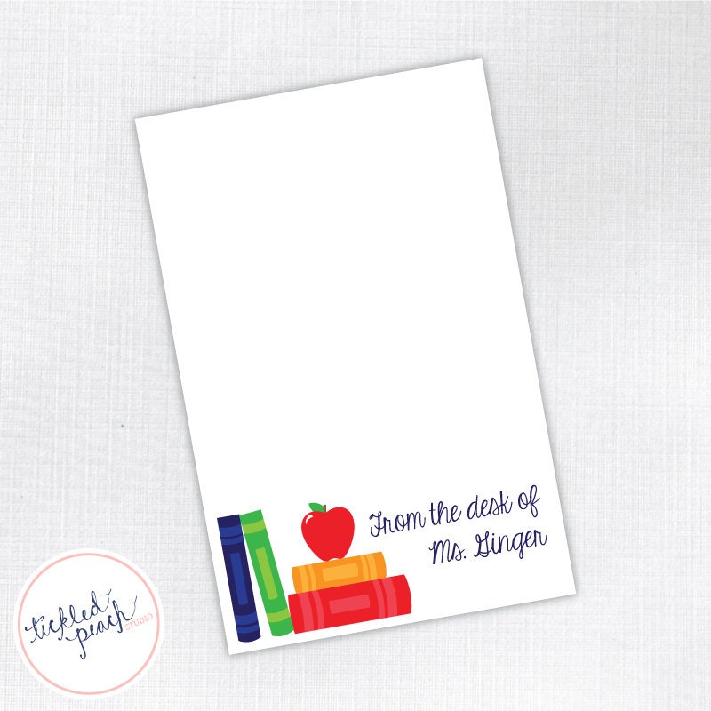 Teacher Apple and Books Notepad - Personalized Il_570xn