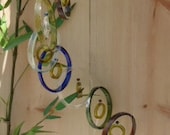 RECYCLING COLORED BOTTLES into windchimes, eco friendly and green, mobiles, colorful and musical, wind chime 50