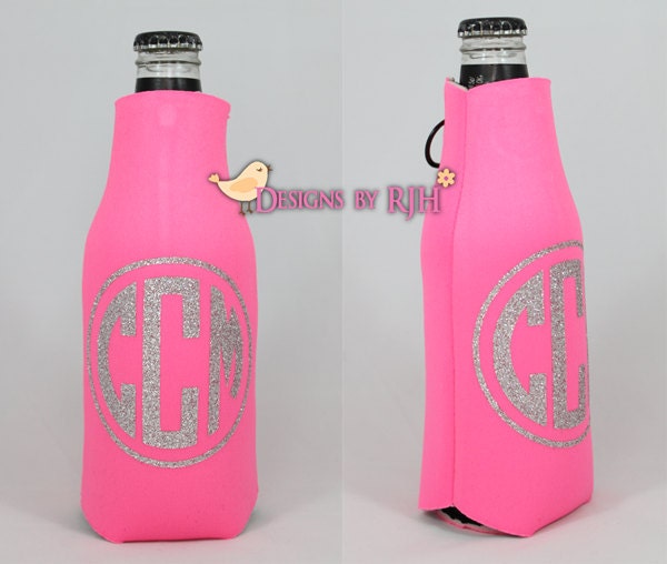 Personalized Zippered Bottle Koozie Double Sided Drink Can Koozie Cozie