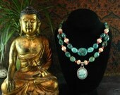 Turquoise Necklace - Ethnic Jewelry - Chunky Beaded Necklace - Multi Strand - Turquoise Pendant Necklace - Statement Necklace - Beadwork