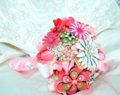 Pink Wedding  Bouquet  -  Bridal Brooch Bouquet - Brooch Bouquet, Ready TO SHIP