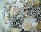 Bridal Brooch Bouquet, Wedding bouquet, Ivory Wedding Bridal Bouquet, Heirloom Bridal Bouquets