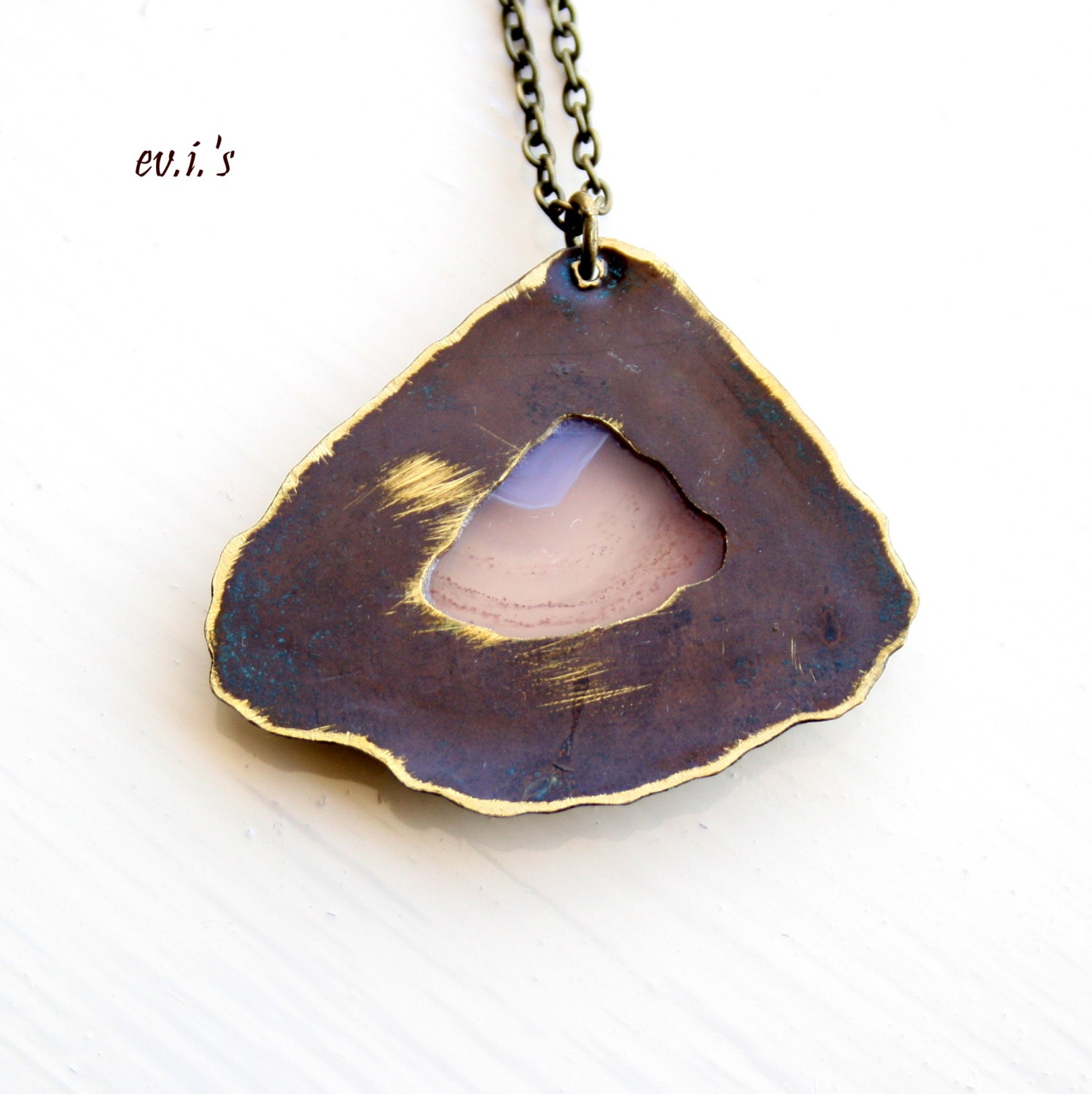 RESERVED Pink Agate Brass Eco Friendly Natural Oxidized Metalwork Soldered Artisan Bohemian Pendant Gift for Her.Free Shipping
