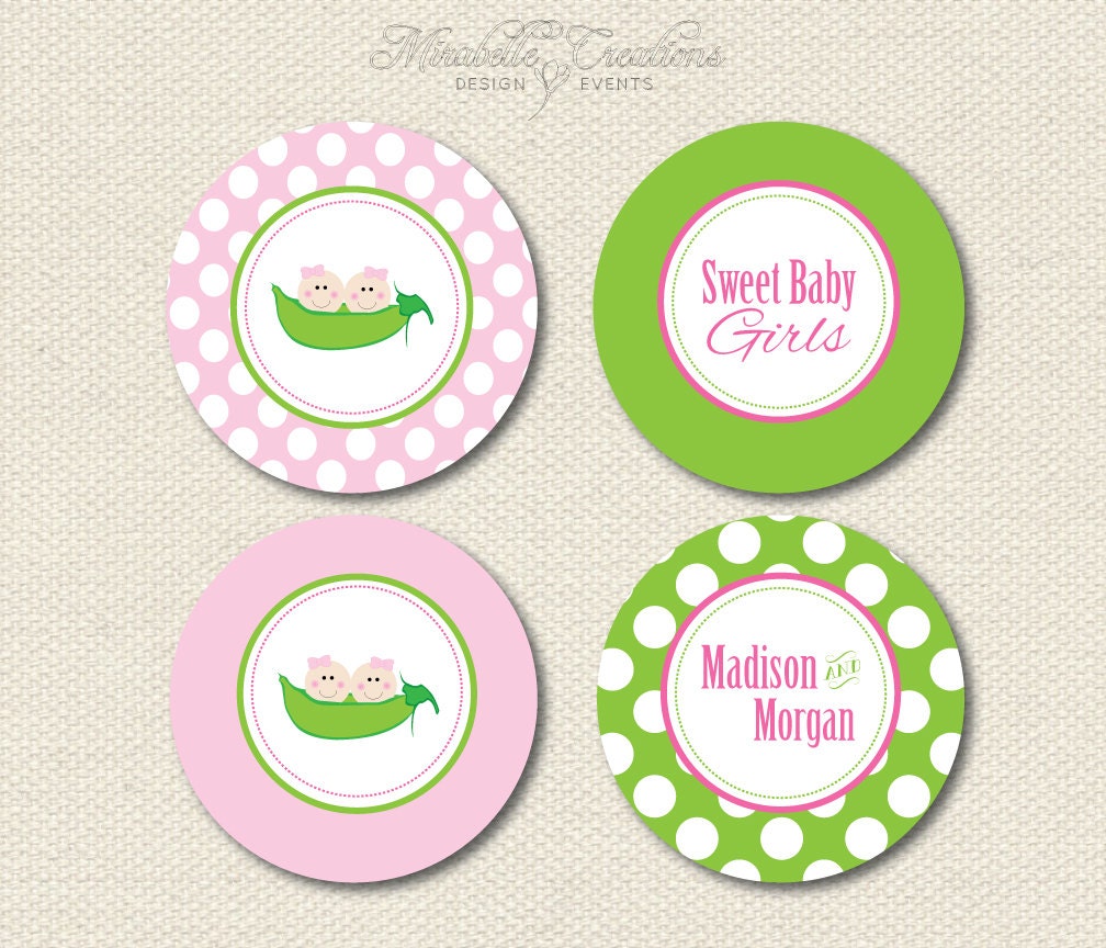 CUSTOMIZABLE PARTY CIRCLES -- Two Peas in a Pod Collection -- Mirabelle Creations Il_570xn
