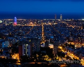 Barcelona Home Decor Skyline Cityscape Fine Art Print 12x18 20x30 Photography Barcelona Night Scene City