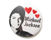 Vintage Michael Jackson Pin, Hearts MJ, 1980s