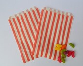 25 Striped Retro Paper Bags in Red, Blue and Pink