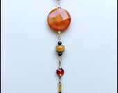 Gemstone, Swarovski Crystal and Dragontear Suncatcher in Orange, Yellow and Red