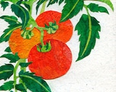Summer Garden Art TOMATOES Fine Art Print Red Home Décor Vegetable Art Kitchen Country Collage 5x7