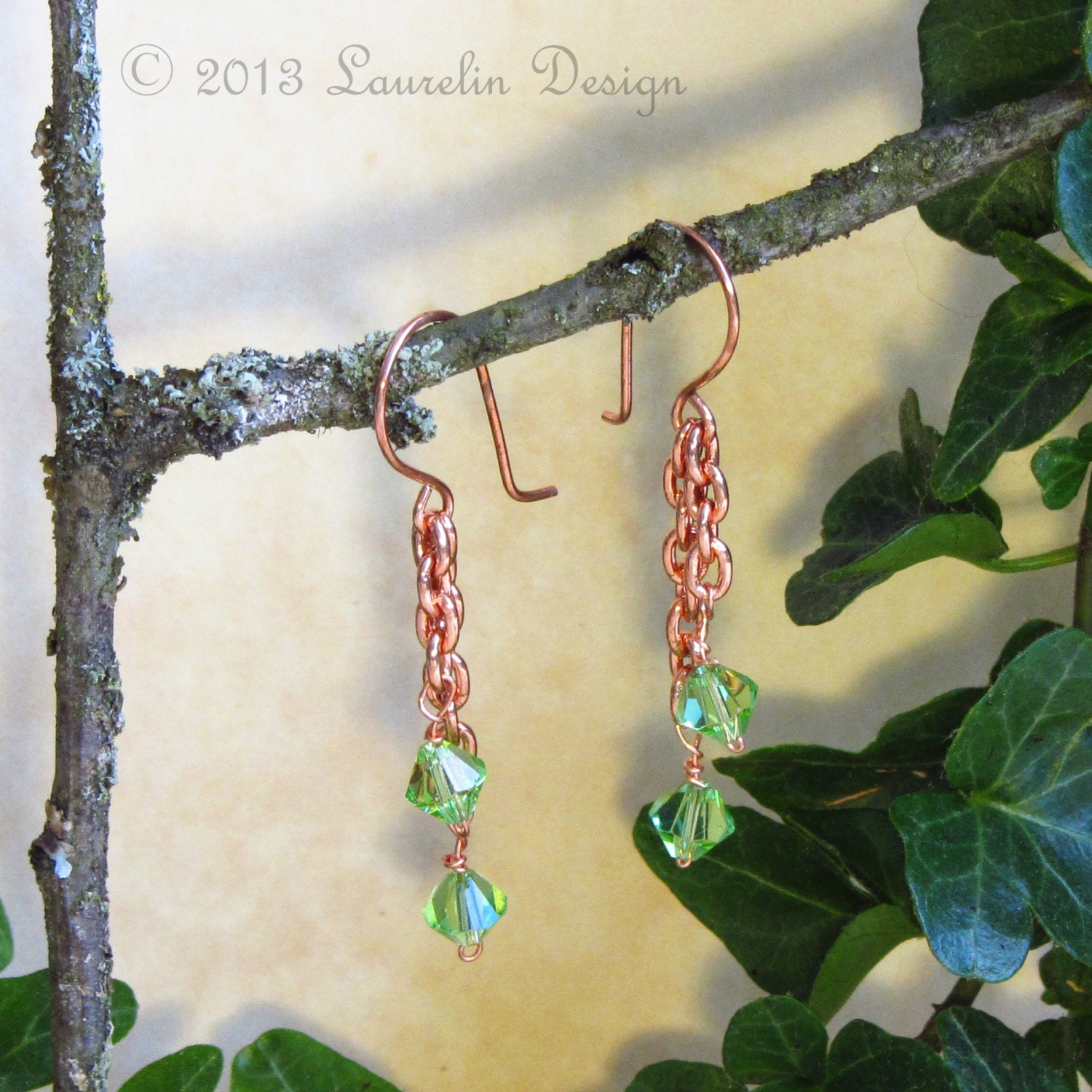 Sunset through Spring Leaves Earrings