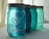 Stained Glass Mason Jars - Set of 4 - Nautical Blues