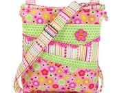 Small Crossbody Bag Hot Pink Lime Green Neon Flowers