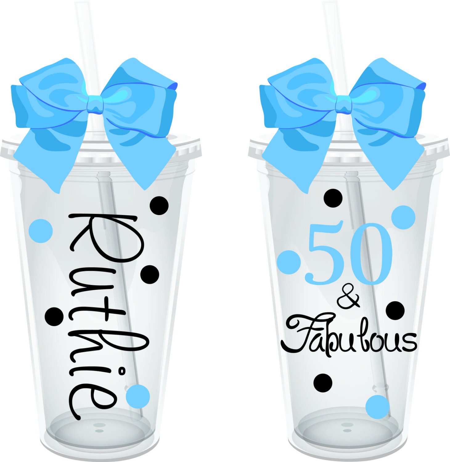Personalized Birthday Party Tumbler Gift 50 AND FABULOUS 16 oz. Acrylic Tumbler