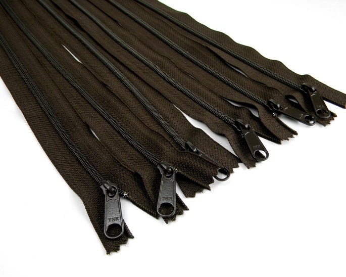 16 Inch Brown YKK Zippers Long Pull Purse Zippers Lot of 6