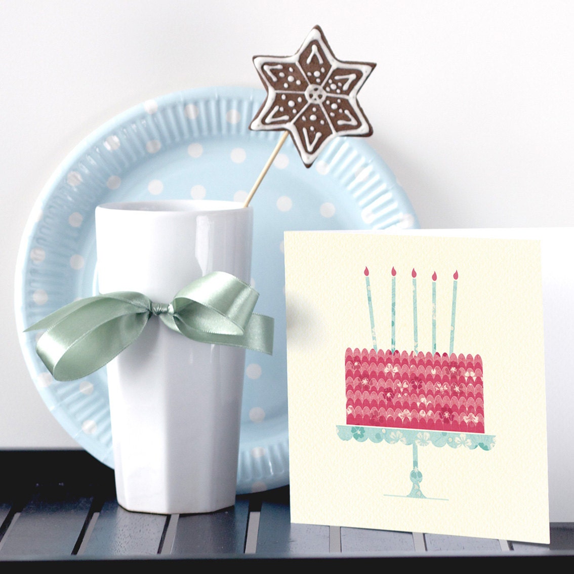 Birthday cake card set of 10