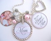 MOM PERSONALIZED Grandma Necklace Mothers Day Gift Keychain Grey White Bottle Cap BLESSED Mother Nana Jewelry Children's Names Wedding