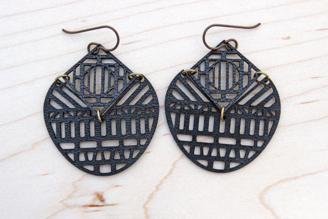 Warrior Lasercut Leather Earrings