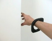 Black python leather bangle