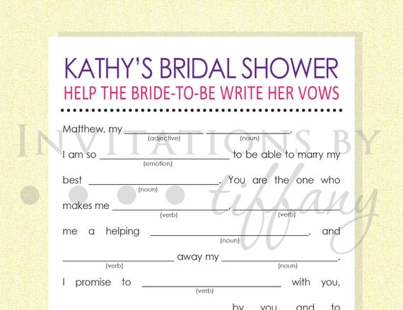 Printable Bridal Shower Libs - PDF File