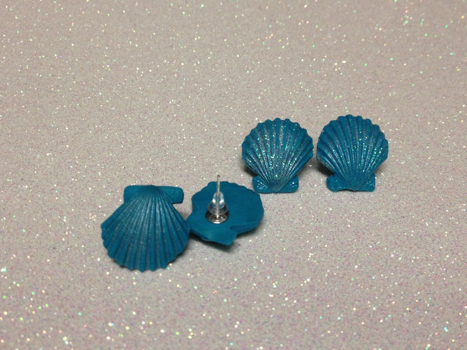 Little Mermaid earrings / scallop earrings / mermaid earrings BLUE