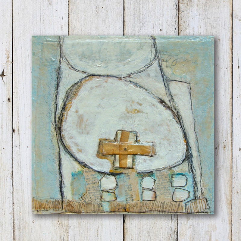 Small Original Painting - Abstract - Mixed Media - Size 8" x 8" (20cm x 20cm)