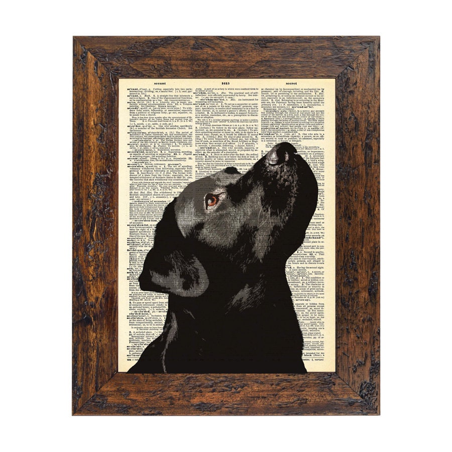 I Love My Labrador Original Pet Lover Print on an Antique Unframed Upcycled Bookpage