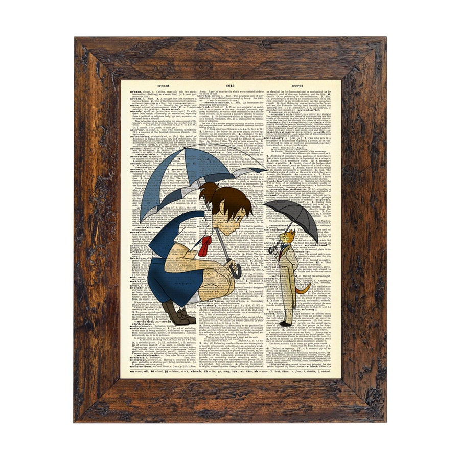 The Cat Returns - Moments Shared - Ghibli Print on an Unframed Upcycled Bookpage