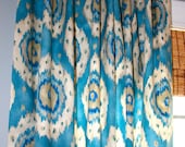 French Blue Ikat Curtain Panel/ Custom drapery in Richloom designer fabric