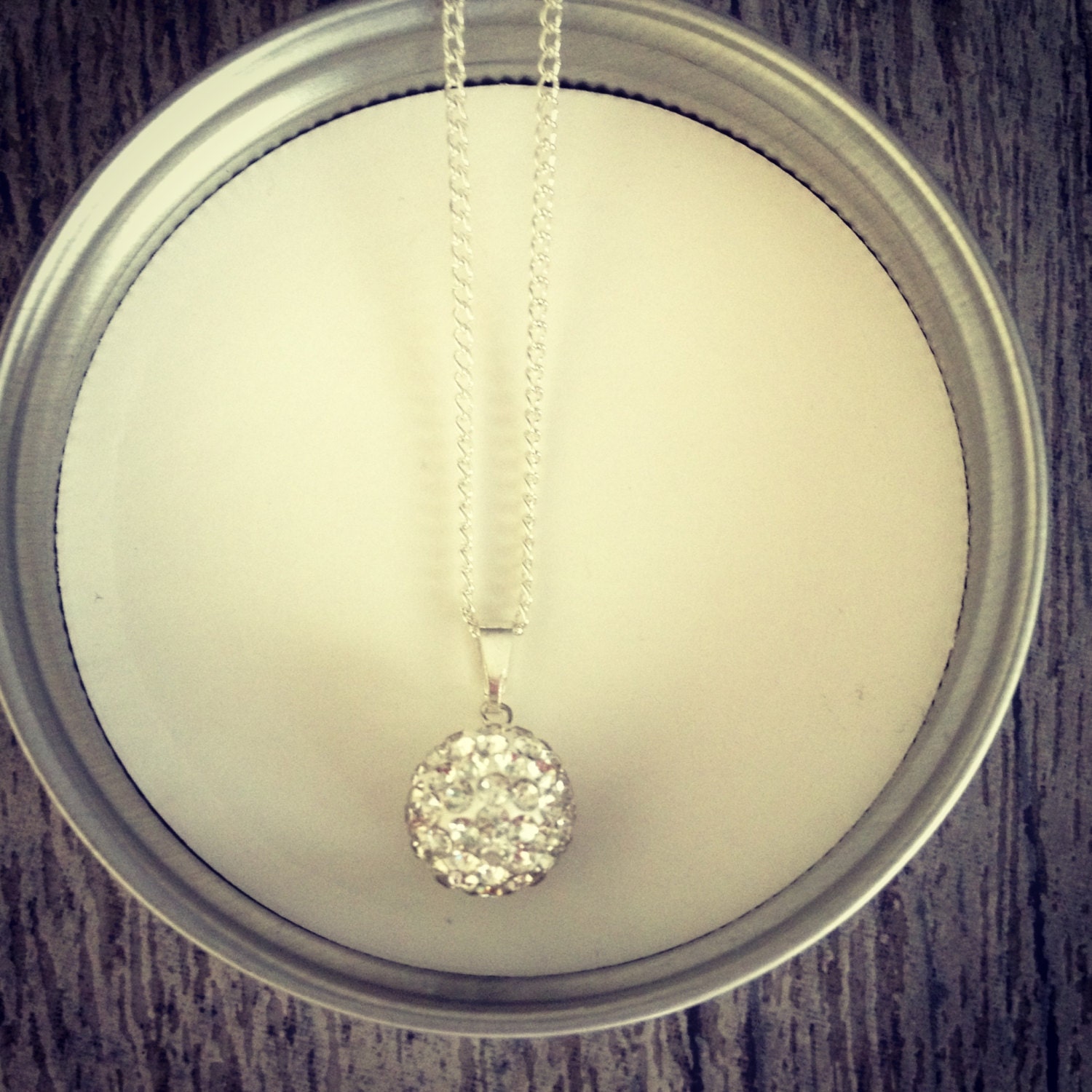 Silver Crystal Rhinestone Pave Necklace