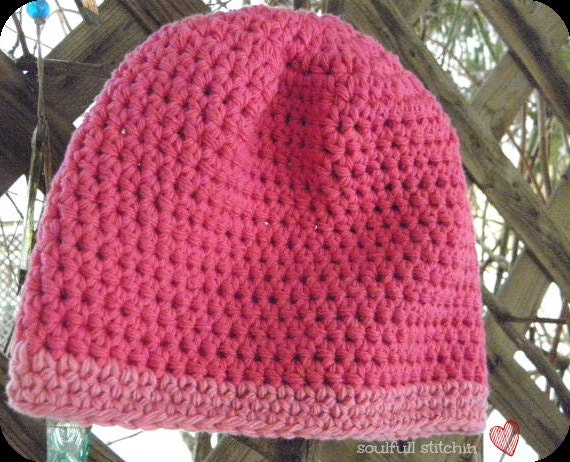 Baby Girl Crochet Hat Pink 6-12 month Beanie