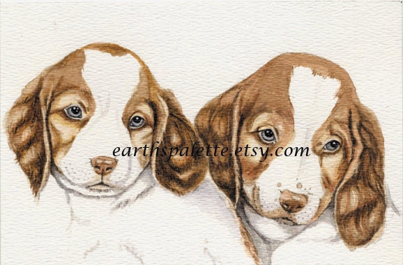 Cocker spaniel puppy dog painting 5x7 print from original watercolor painting pet portrait dog portrait pets wall art earthspalette