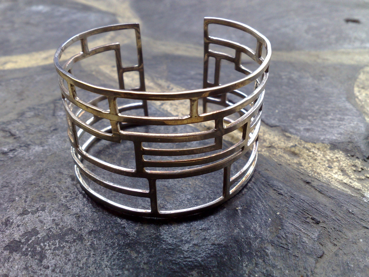 CUFF09 - 925 Sterling Silver Cuff with Front Garden Gate
