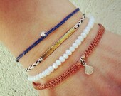 Bohemian braided friendship bracelet waxed irish linen - Blue -