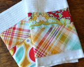 Set of 2 Modern Kitchen Towels - Joel Dewberry - Hostess Gift - Quilted - Tulips & Spring - Dish Towel