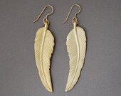 Gold Curved Feather Earrings