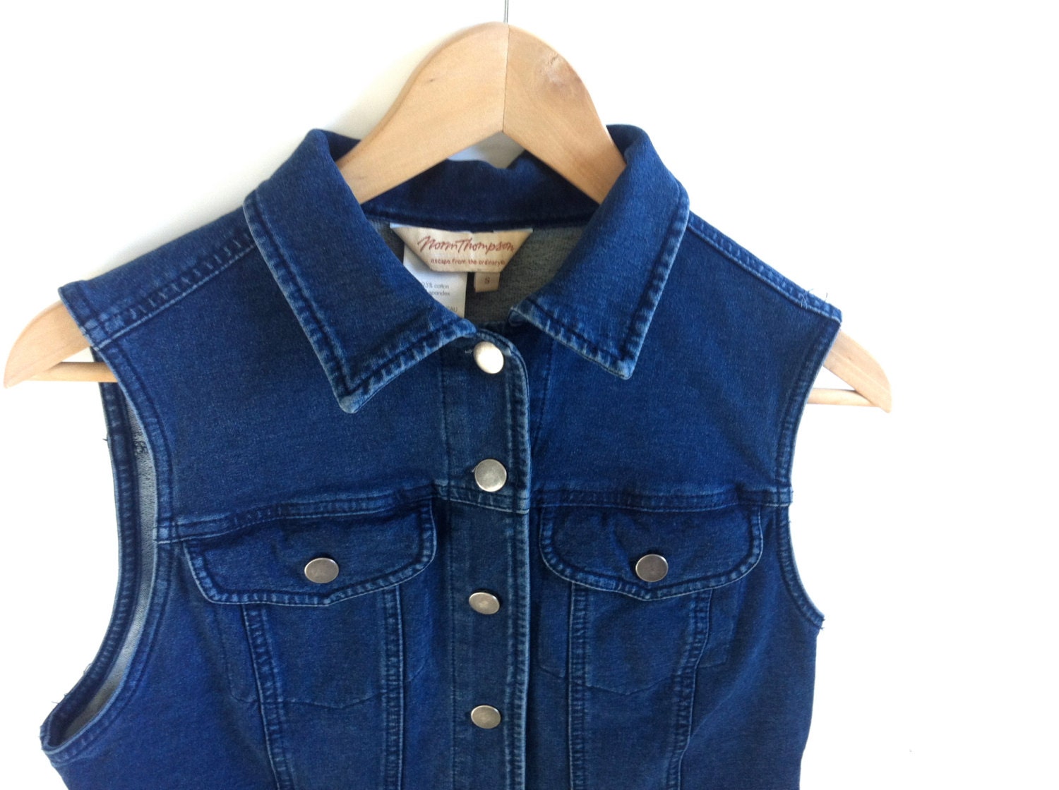 Denim Vest Vintage Blue Denim Button Up Vest Shirt Denim Shirt Size Small