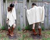 Vintage // Light Wool Oversized Draped Cape // Slouchy Dusty Gypsy Shawl // OSFA Rare 60's Poncho