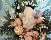 Beach Cherub Floral Table top decor with sea shells