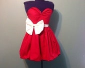 Custom for Pascal111 Womens Red Dress Vintage Inspired Full Skirt Sweetheart Neckline size 2