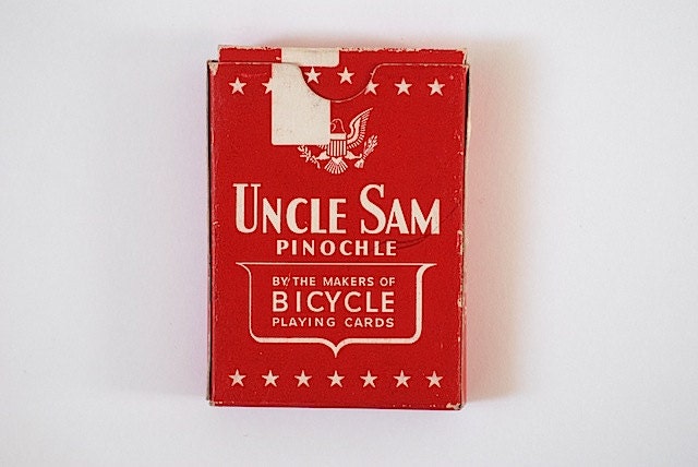 Antique Uncle Sam Playing Cards, Vintage Pinochle Cards, Mid Century, 1942, Gift For Grandma, Under 10, Airplane Games,