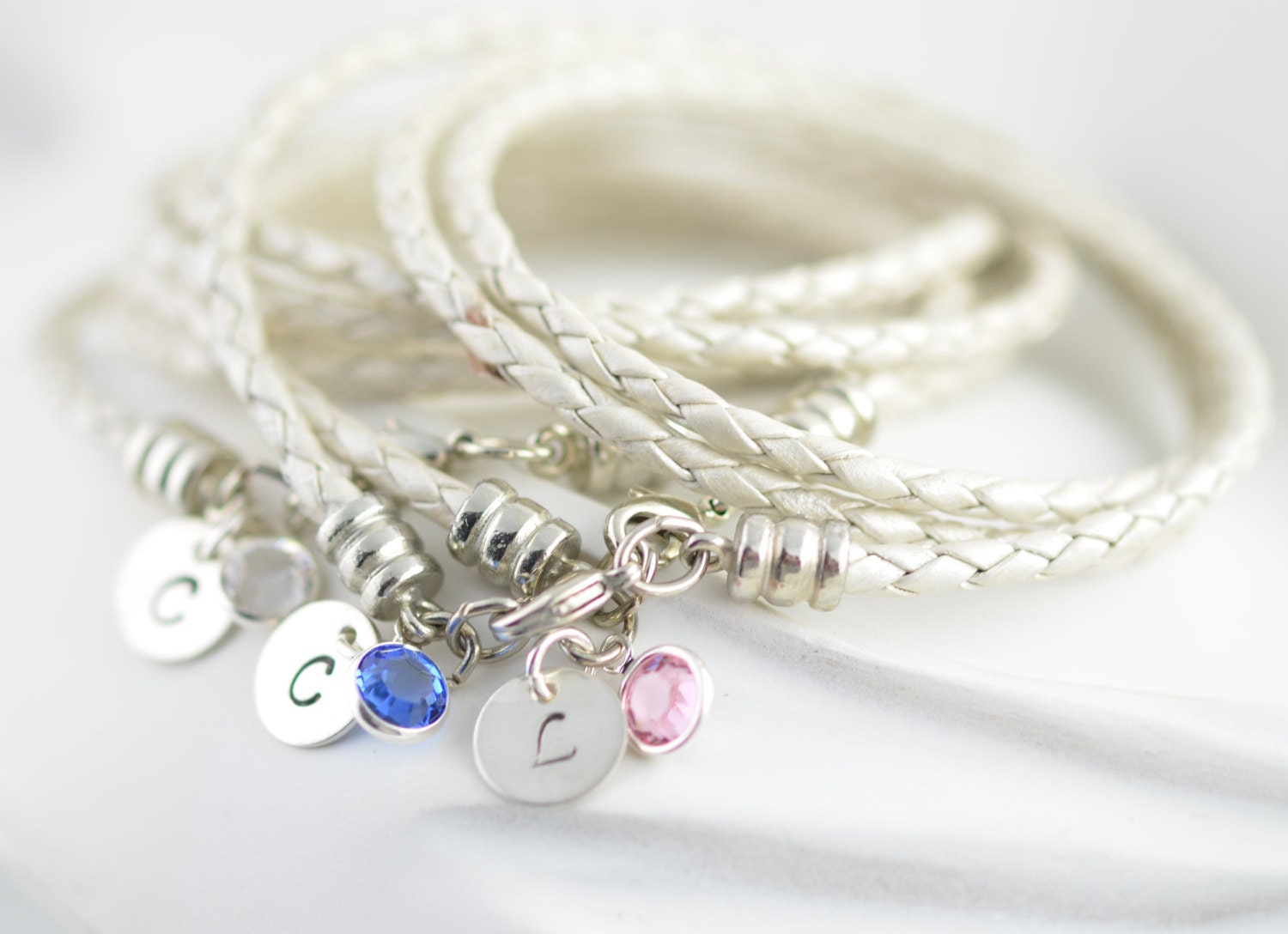 Personalized bridesmaid gifts, Birthstone Bracelet, Personalized handstamped Bracelet, Initial bracelet