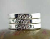 Hand Stamped Ring, Personalized Rings - Mothers Day Gift, Jewelry- Custom Initial Rings, Set Of Three Sterling Silver, Custom Bands