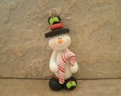 Snowman and Candy Cane Christmas Ornament