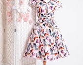 1950s Style  Bird Tea Dress