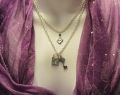 Two Necklace Set Silver Key to My Heart