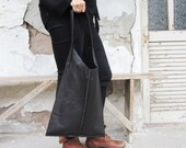 Black brushed leather, leather tote, natural black leather purse, sholder bag