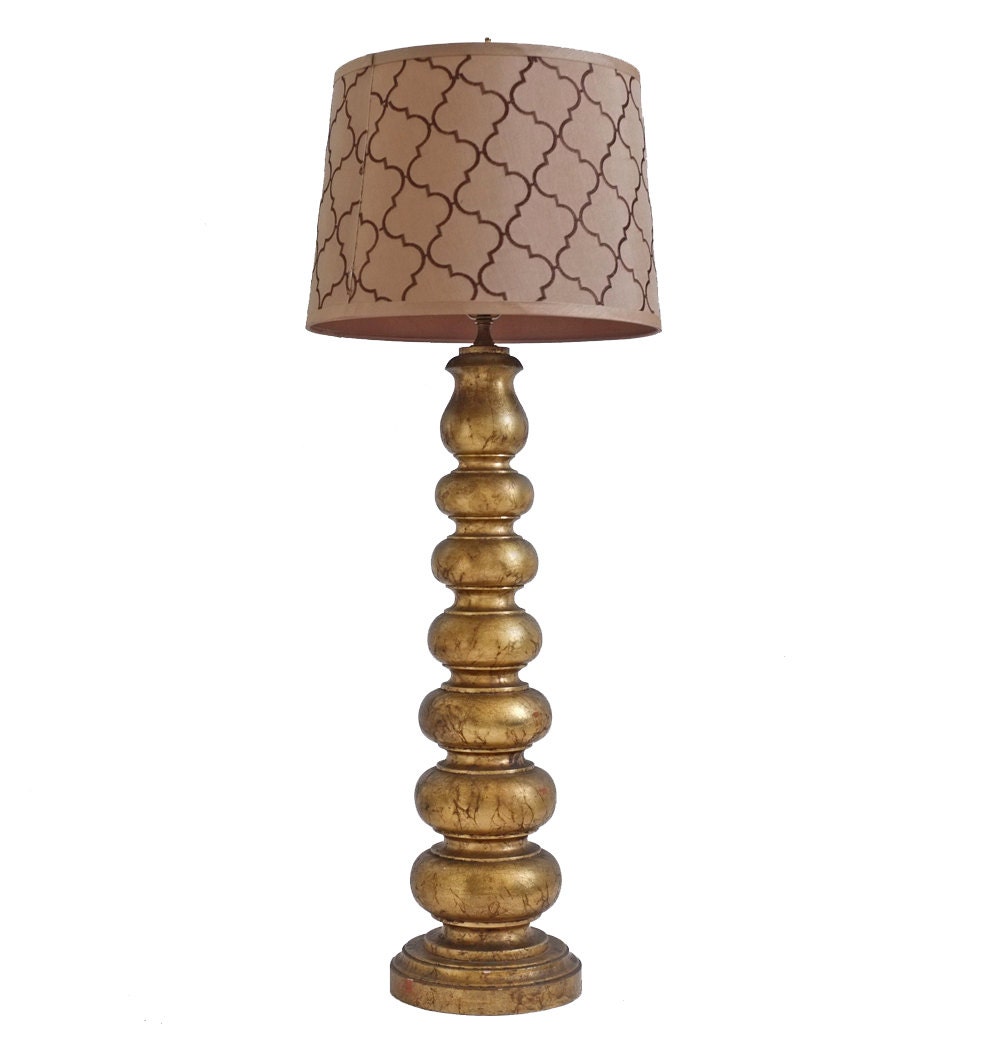 Large Gold leaf table lamp In the manner of James Mont. 1960s